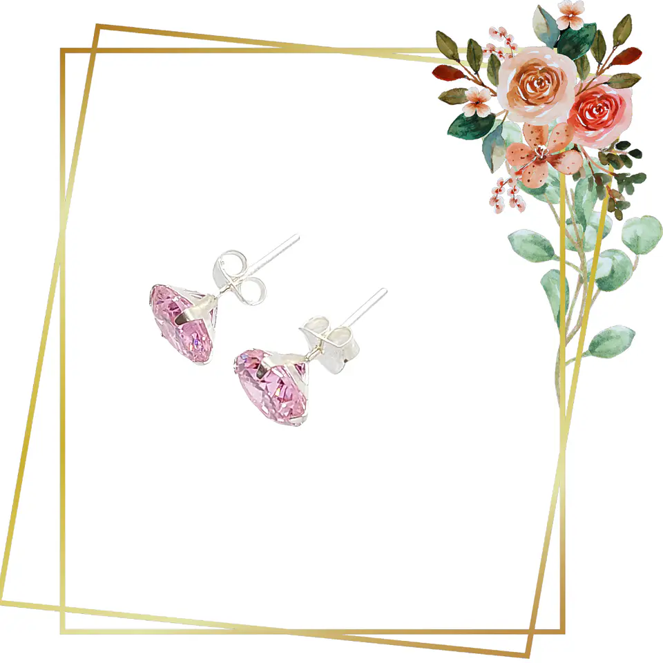 Aros de Plata 925 con circones rosados 1