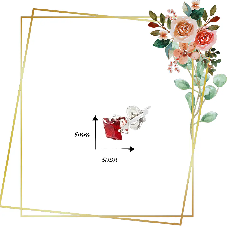 Aros Estilo Masculino de Plata 925 con circones rojos 2