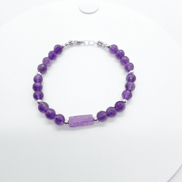 Pulsera de Amatista 8 mm y Plata 925