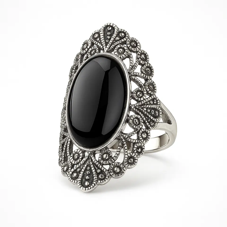 Anillo de Plata 925 envejecida Modelo Sello Circones Entramados 2