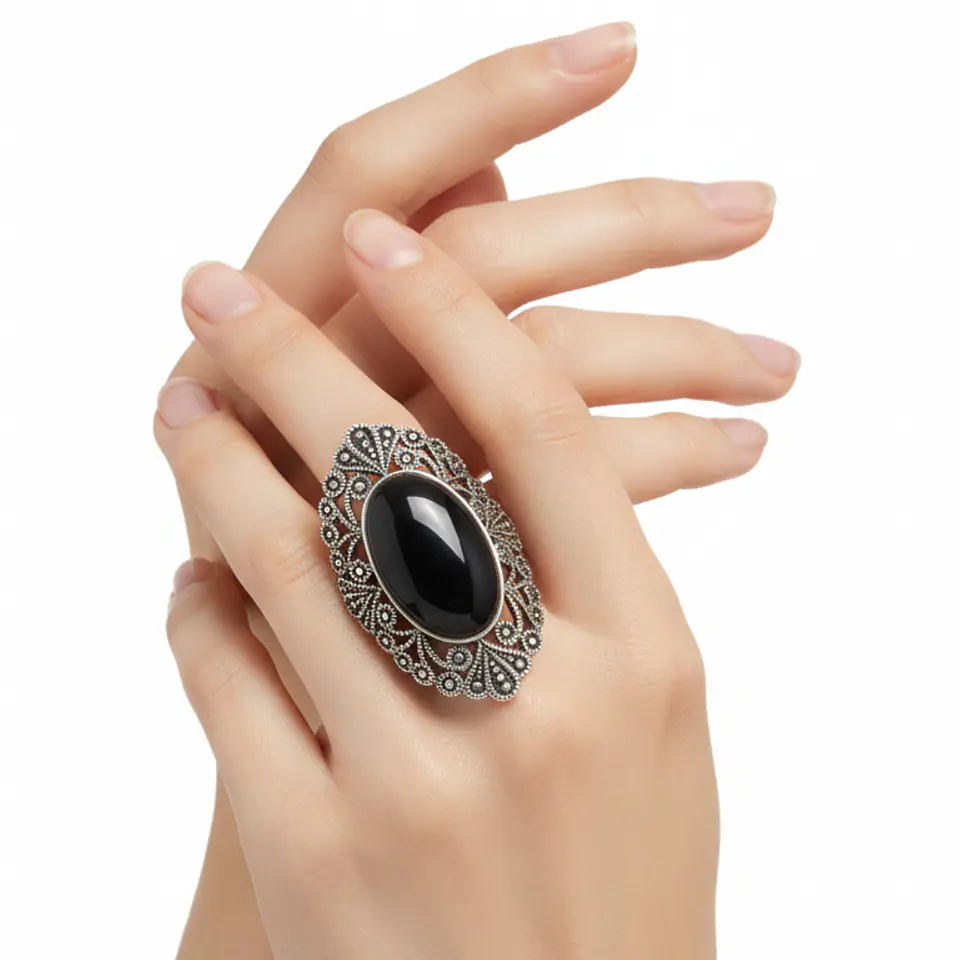 Anillo de Plata 925 envejecida Modelo Sello Circones Entramados 3