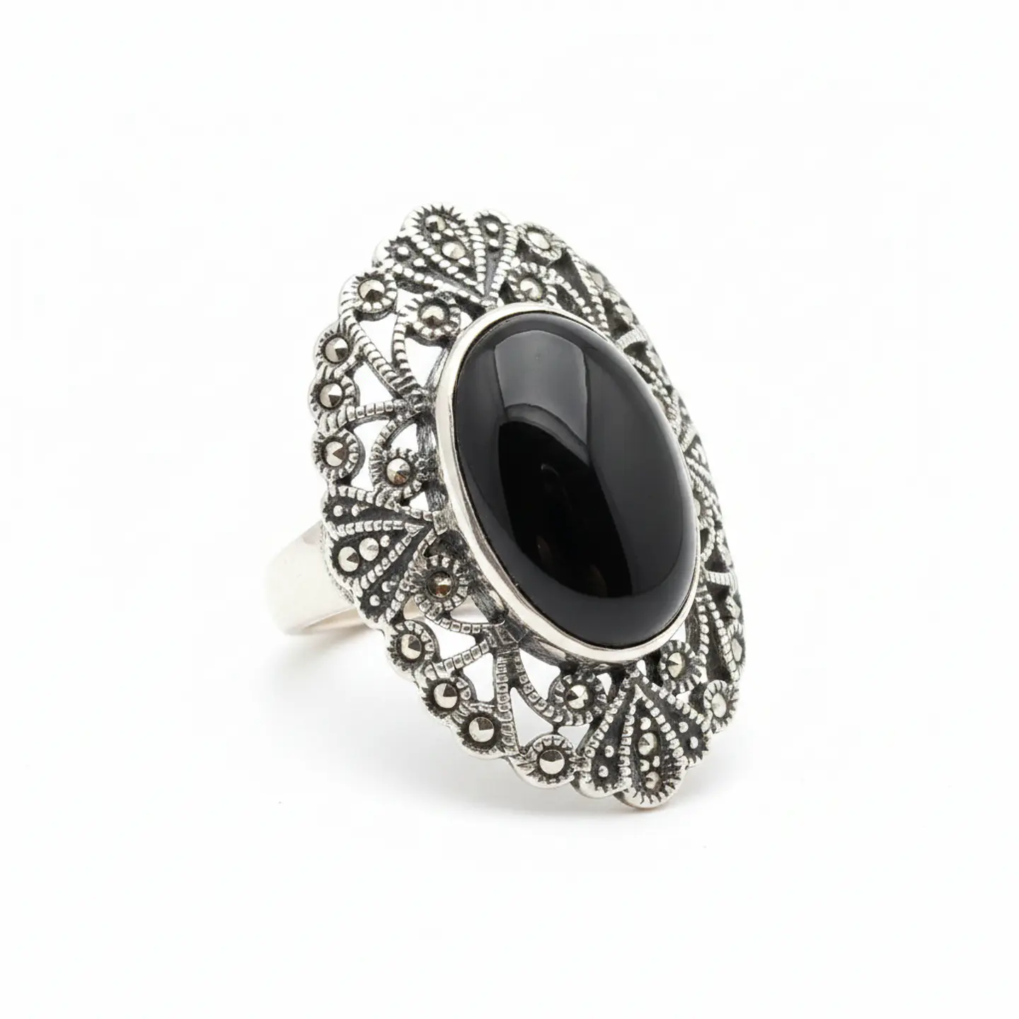 Anillo de Plata 925 envejecida Modelo Sello Circones Entramados 4