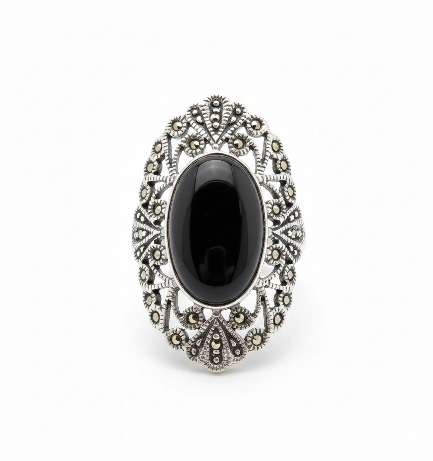 Anillo de Plata 925 envejecida Modelo Sello Circones Entramados 1