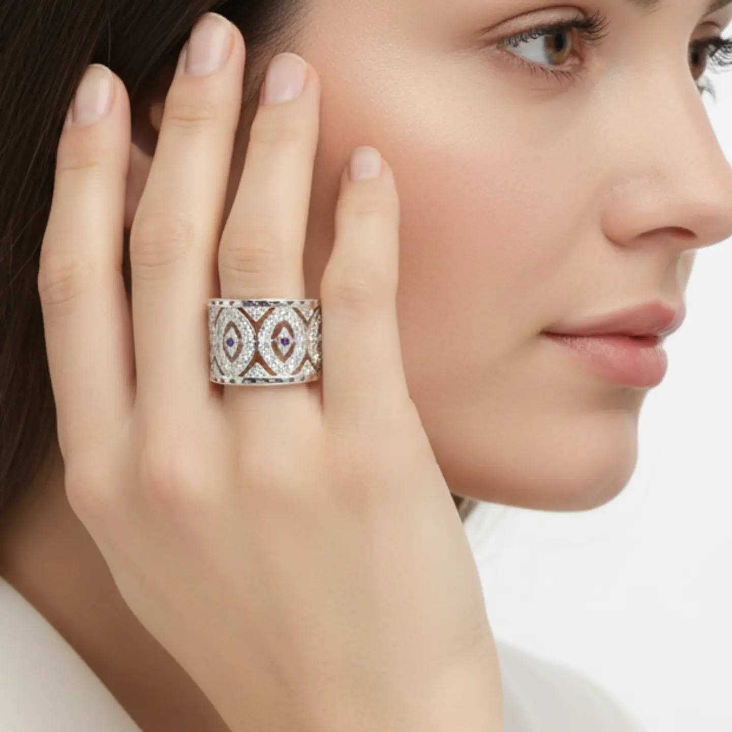 Anillo de Plata 925 Modelo Sello micro Circones lilas, multicolores y transparentes 2