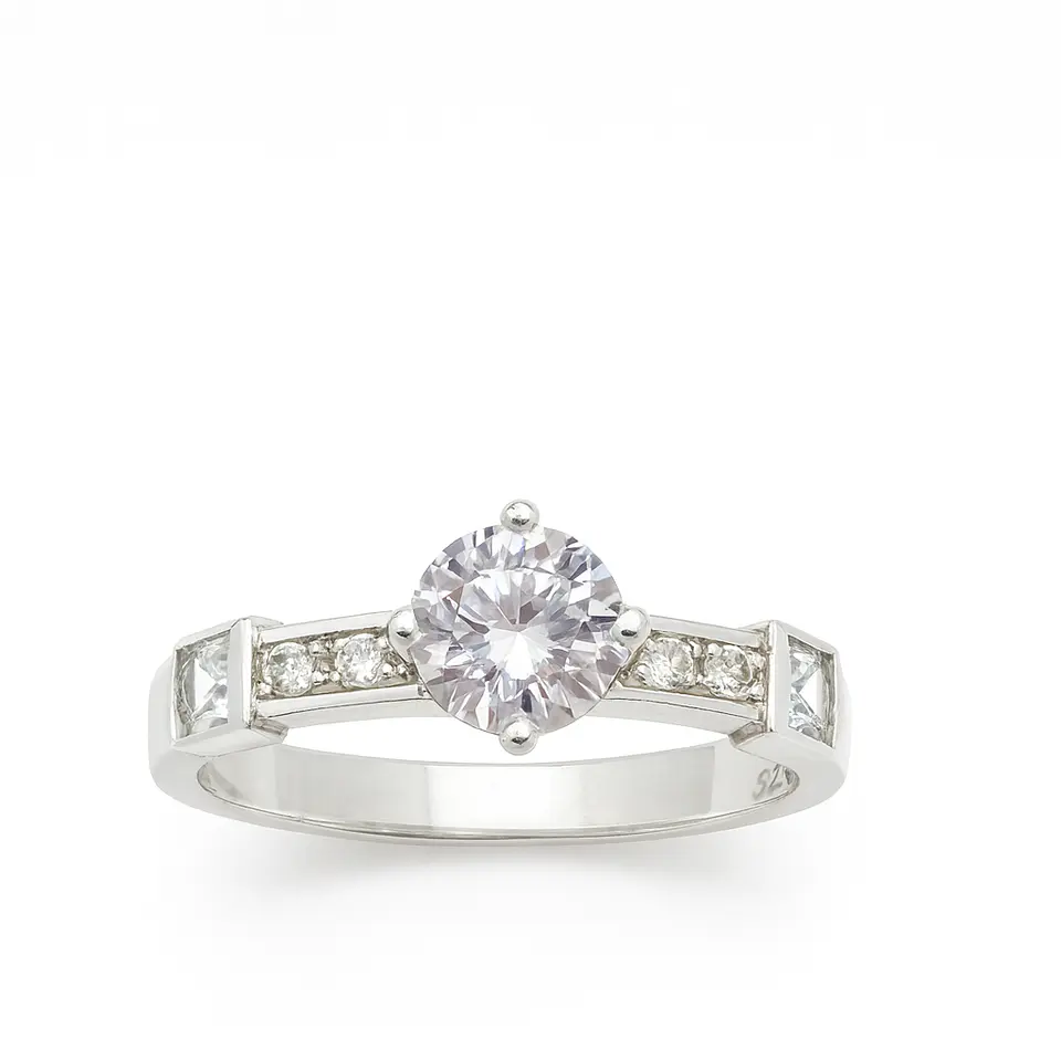 Anillo Circón Solitario de Plata 925  1