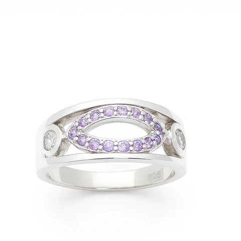 Anillo de Plata 925 con Circonia Violeta