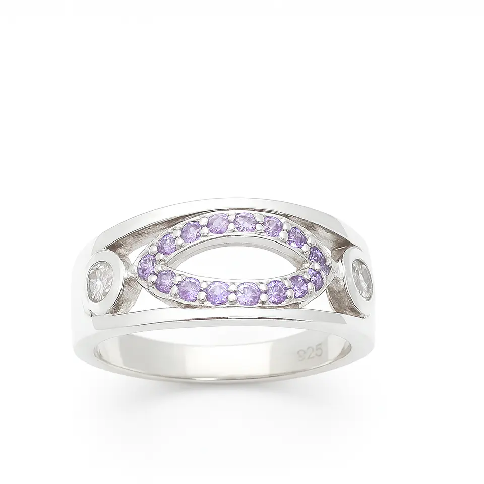 Anillo de Plata 925 con Circonia Violeta 1