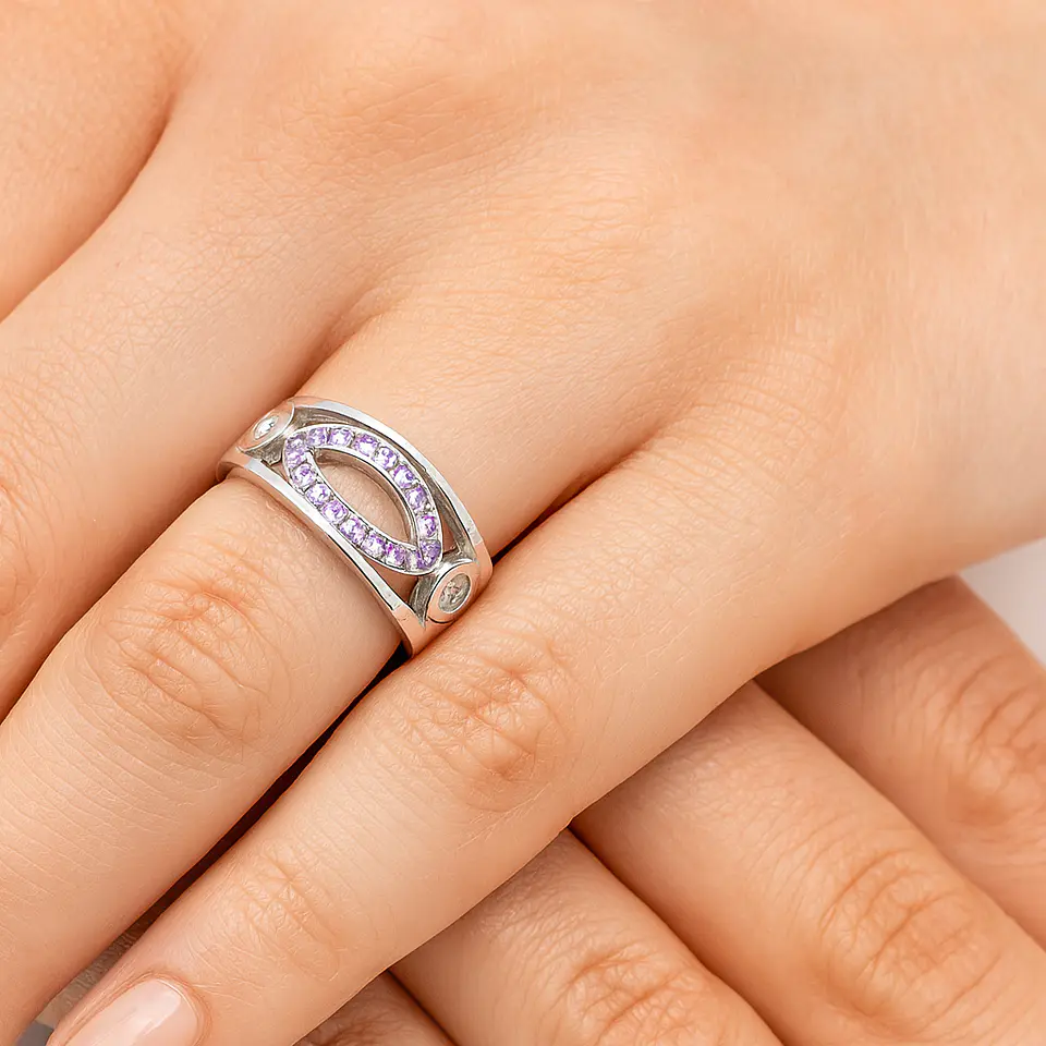 Anillo de Plata 925 con Circonia Violeta 2