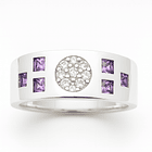 Anillo de Plata 925 con Circonias Transparentes y Lila 1