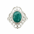 Anillo Colonial de Plata 925 con Piedra Raíz de Esmeralda 1