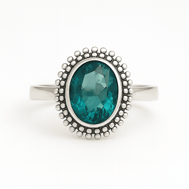 Anillo de Plata 925 con Piedra de Raíz de Esmeralda