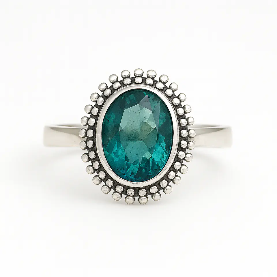 Anillo de Plata 925 con Piedra de Raíz de Esmeralda 1