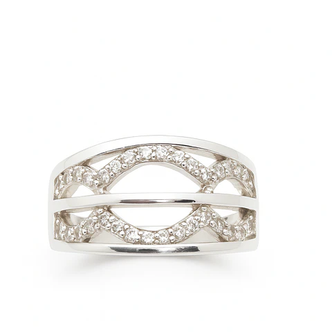 Anillo de Plata 925 con Tres Óvalos de Circonia Transparente