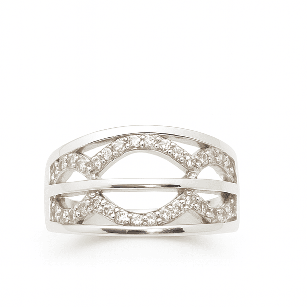 Anillo de Plata 925 con Tres Óvalos de Circonia Transparente