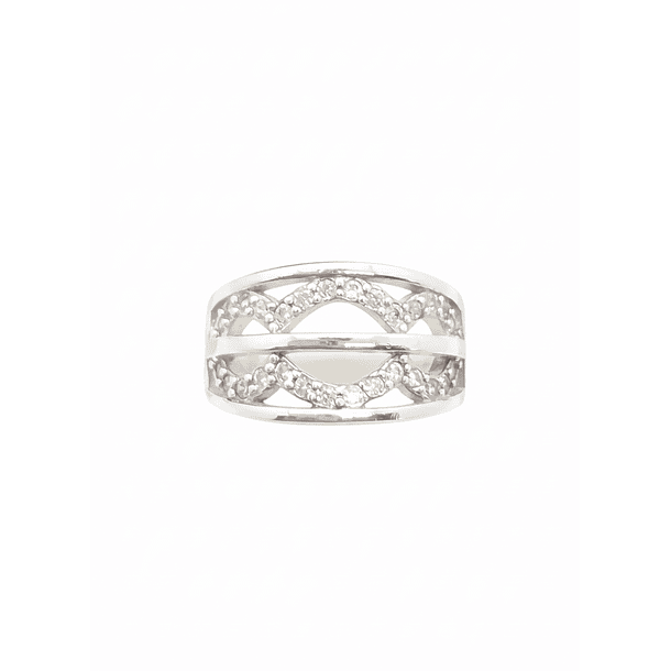 Anillo de Plata 925 con Tres Óvalos de Circonia Transparente