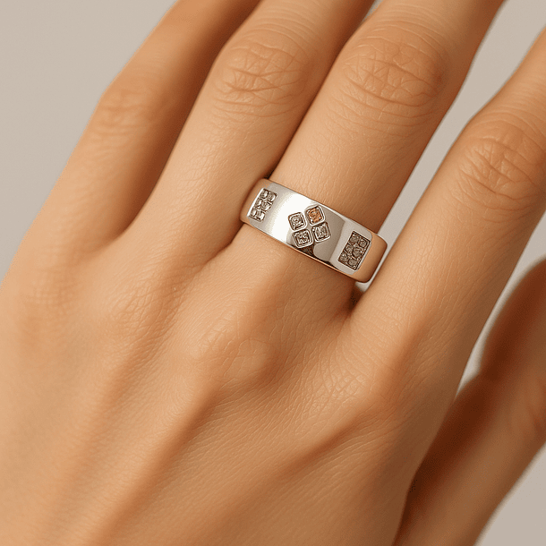 Anillo de Plata 925 Trébol con Circonias Amarillas y Transparentes