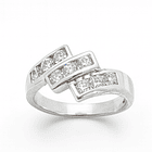 Anillo de Plata 925 “3 de la Suerte” con Tres Filas de Tres Circones Transparentes 1