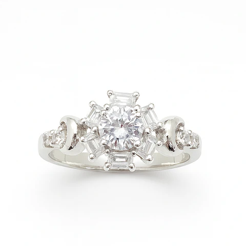 Anillo de Plata 925 Solitario con Circonia Transparente