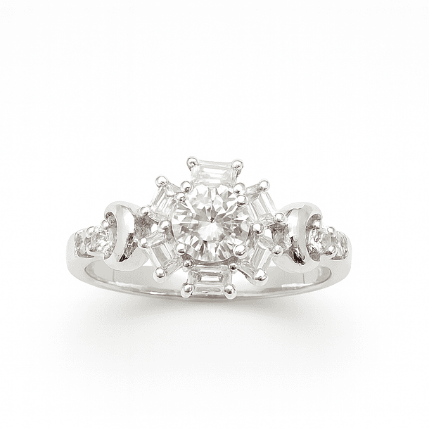 Anillo de Plata 925 Solitario con Circonia Transparente