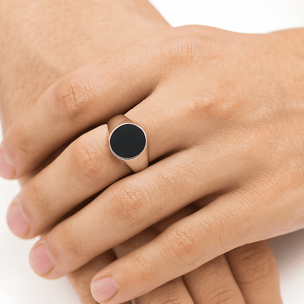 Anillo de Plata 925 con Piedra Negra