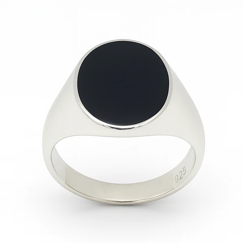 Anillo de Plata 925 con Piedra Negra