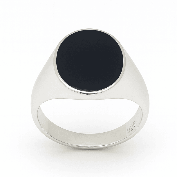 Anillo de Plata 925 con Piedra Negra