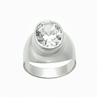 Anillo Sello de Plata 925 con Circon Ovalado Transparente 1