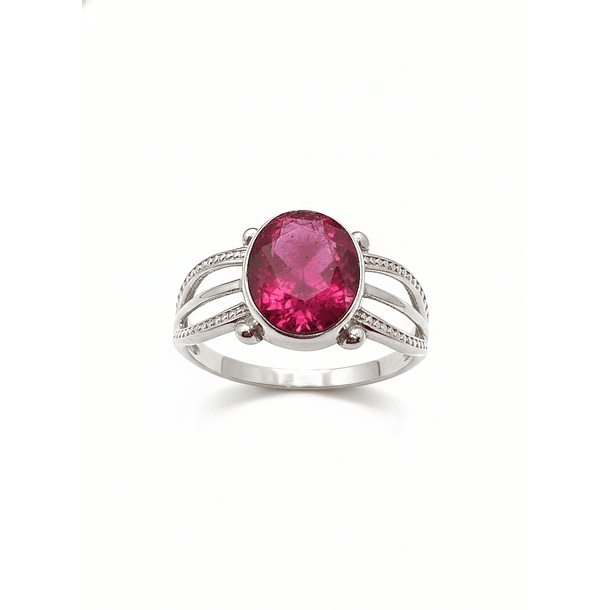 Anillo de Plata 925 con Piedra Raíz de Rubí Ovalada