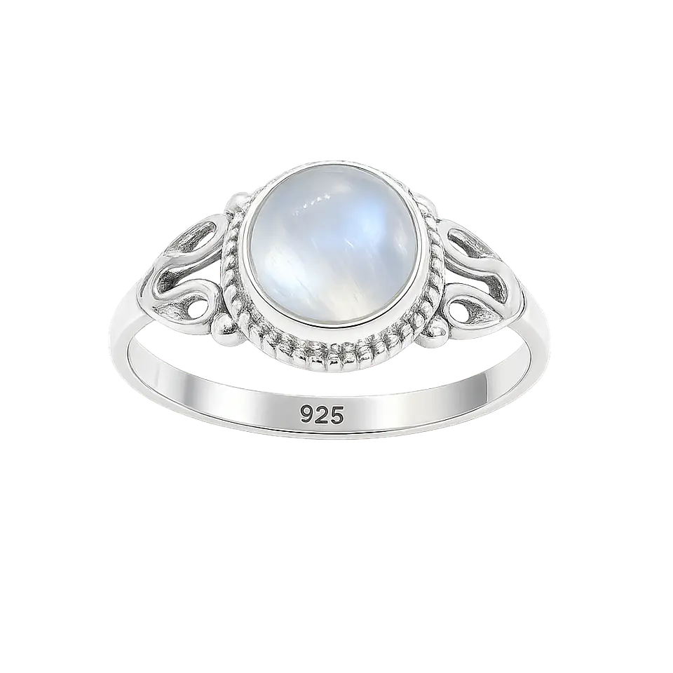 Anillo de Plata 925 con Piedra Luna Oval 1