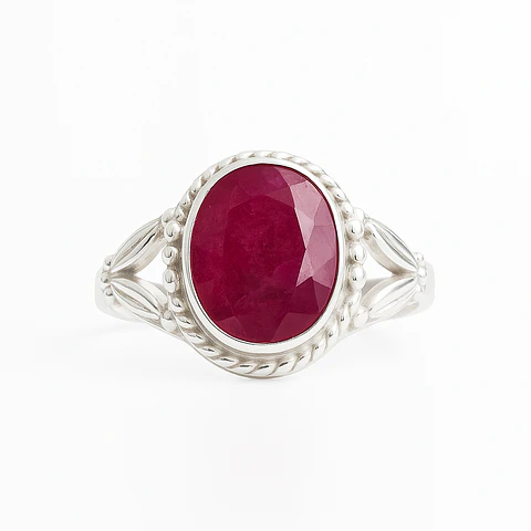 Anillo de Plata 925 con Piedra Raíz de Rubí