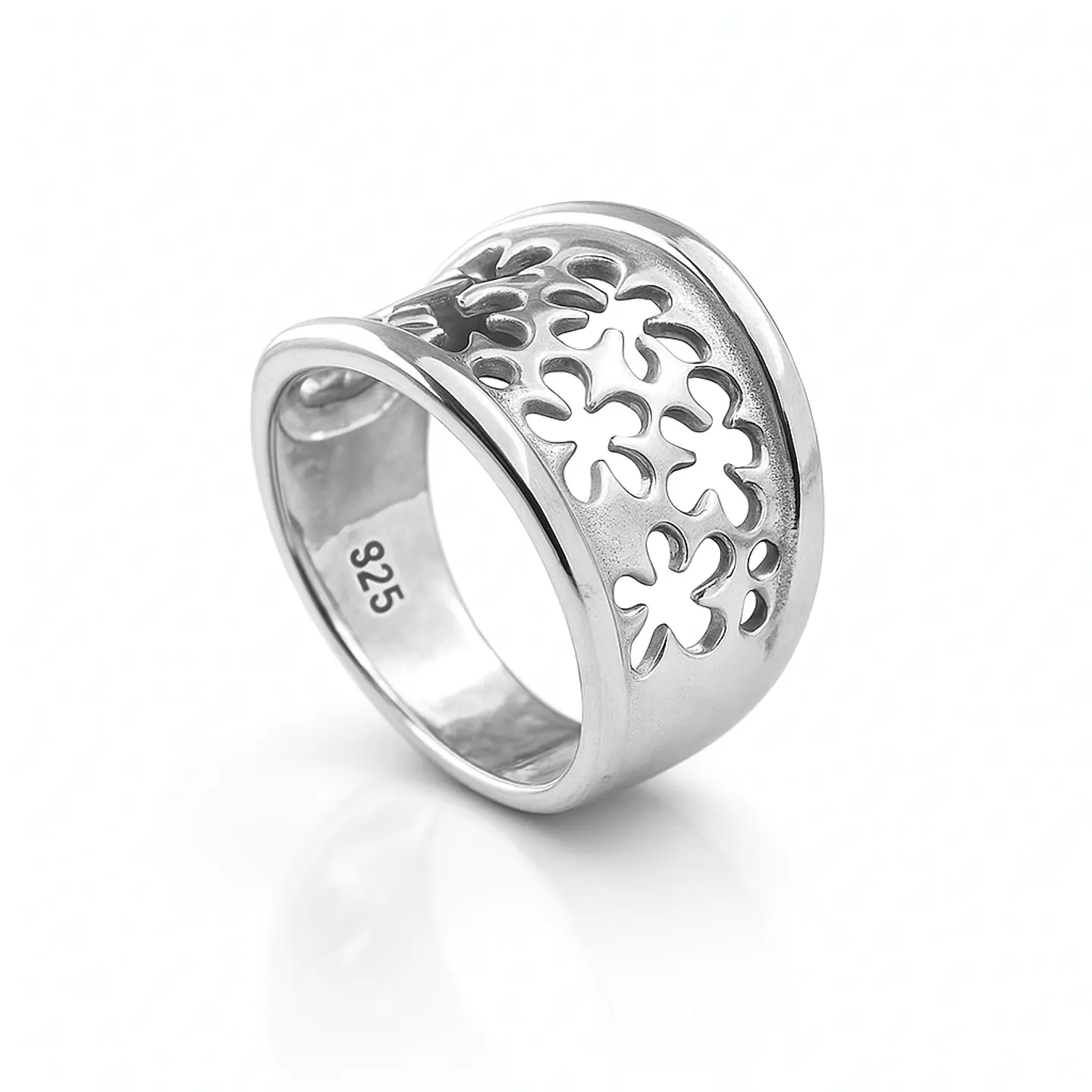 Anillo sello de plata 925 estilo flores  1