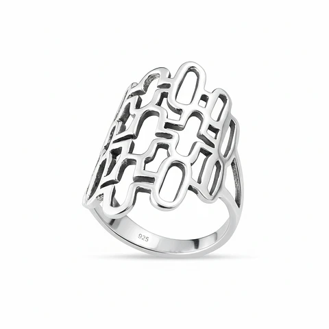 Anillo de Plata 925 Cruces y Óvalos agrupados