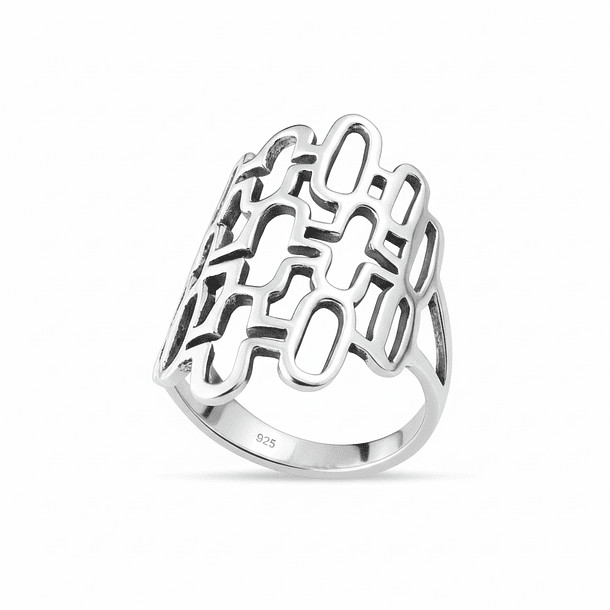 Anillo de Plata 925 Cruces y Óvalos agrupados