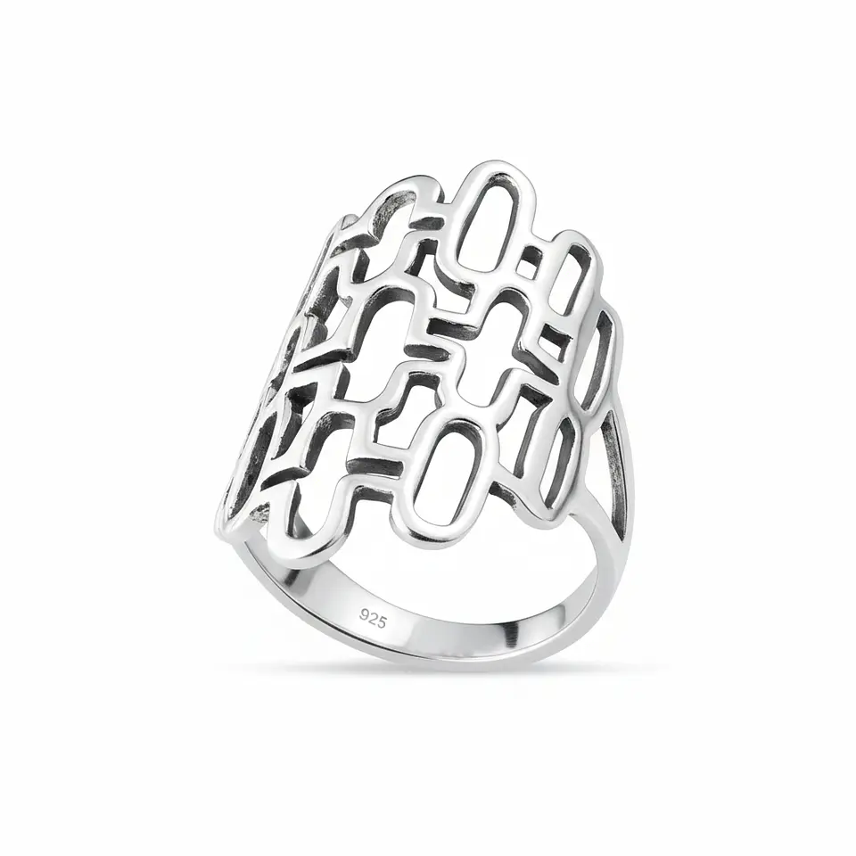 Anillo de Plata 925 Cruces y Óvalos agrupados 1