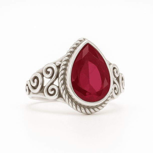 Anillo de Plata 925 con Piedra Raiz de Rubi