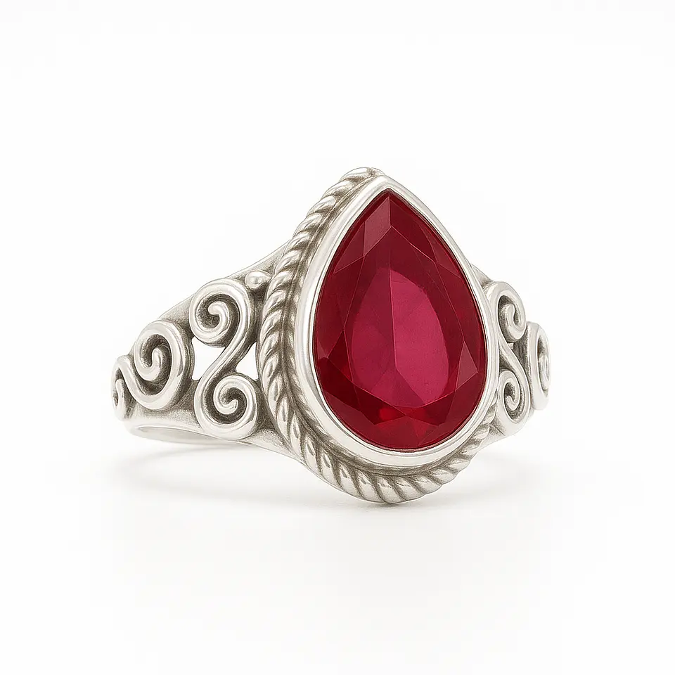 Anillo de Plata 925 con Piedra Raiz de Rubi 1