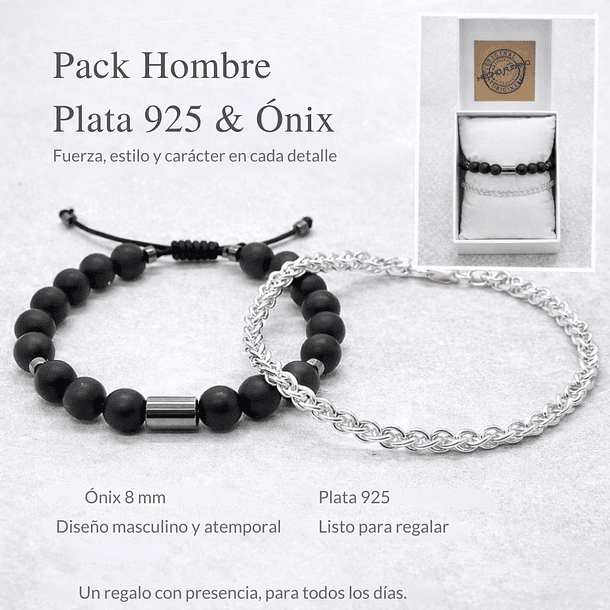 Pack Hombre – Pulseras Plata 925 & Piedra Natural Onix