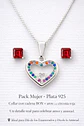 PACK MUJER  – COLLAR CORAZÓN MULTICOLOR Y AROS DE PLATA 925 - Miniatura 2
