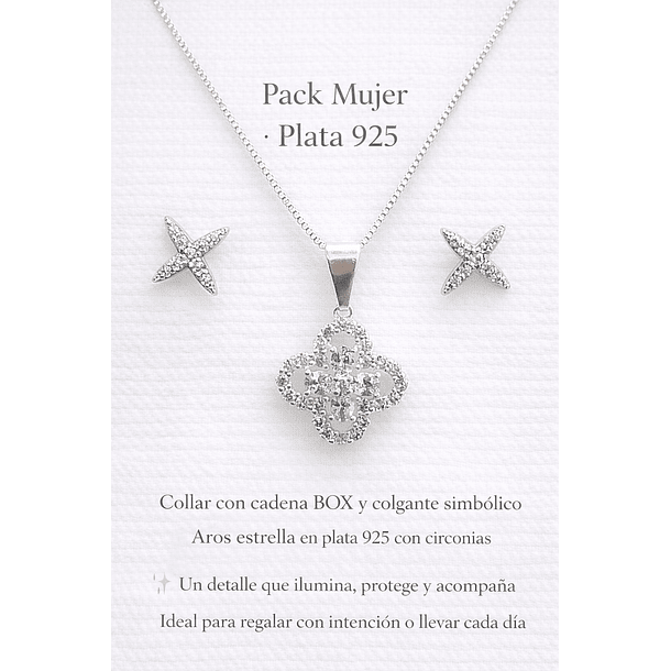 PACK MUJER  – COLLAR CON COLGANTE Y AROS ESTRELLA ELEGANTE