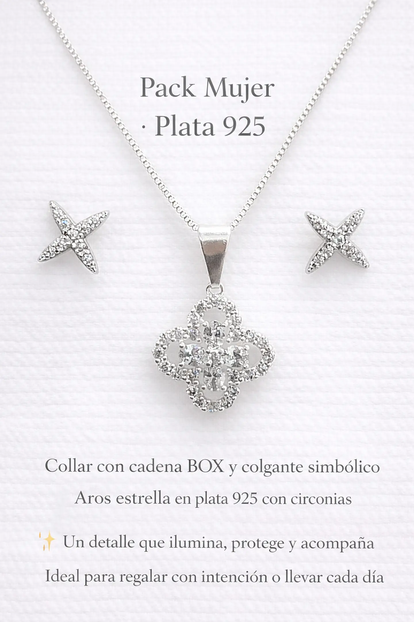 PACK MUJER  – COLLAR CON COLGANTE Y AROS ESTRELLA ELEGANTE 2
