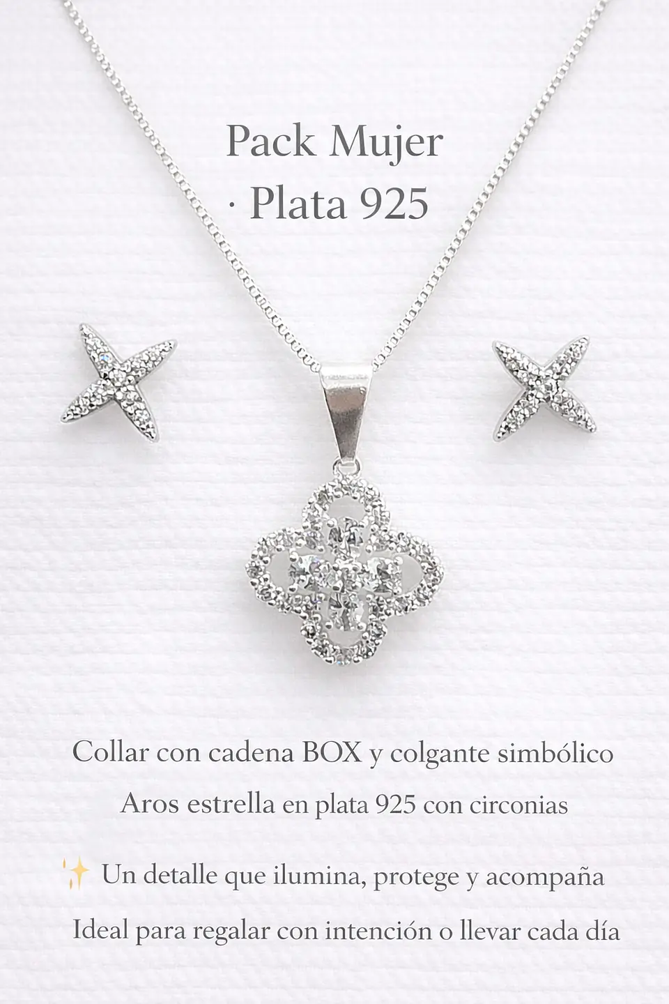 PACK MUJER  – COLLAR CON COLGANTE Y AROS ESTRELLA ELEGANTE 2