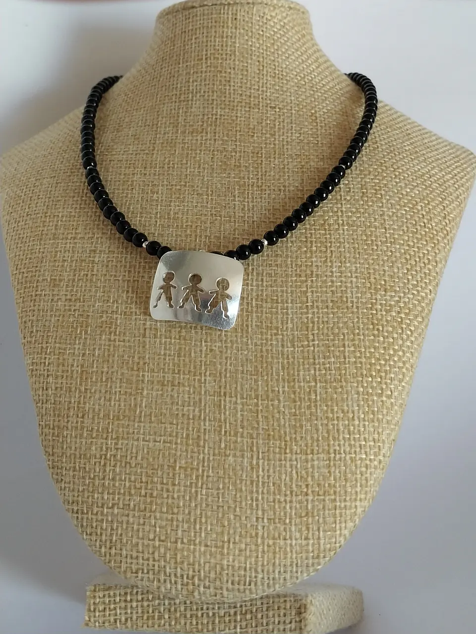 Collar De Turmalina Con Placa De Hijos Tres Niñitos 1