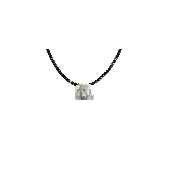 Collar De Turmalina Con Placa De Hijos Tres Niñitos