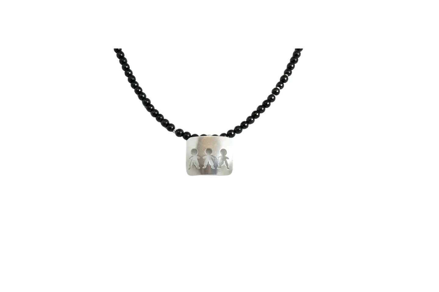 Collar De Turmalina Con Placa De Hijos Tres Niñitos 2