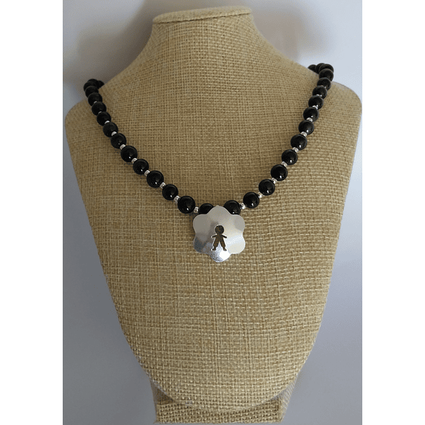 Collar De Turmalina Con Placa De Un Niñito