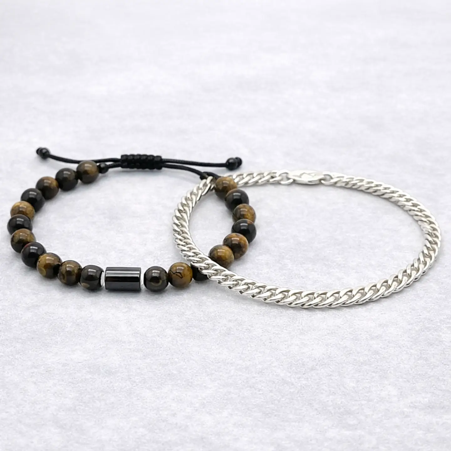 Pack Hombre – Pulseras Plata 925 & Piedra Natural Ojo de Tigre 6mm 1