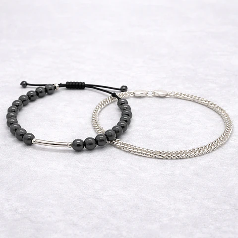 Pack Hombre – Pulseras Plata 925 & Hematita 6mm.