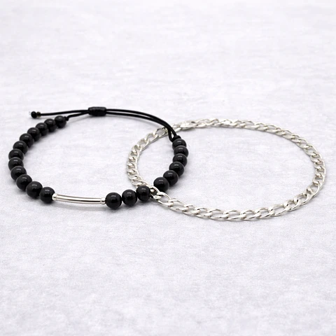 Pack Hombre – Pulseras Plata 925 & Piedra Natural Turmalina