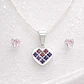 PACK MUJER – COLGANTE DE CORAZON CIRCONIA ROSADA - LILA Y AROS DE CIRCONIA ROSADA - Miniatura 1
