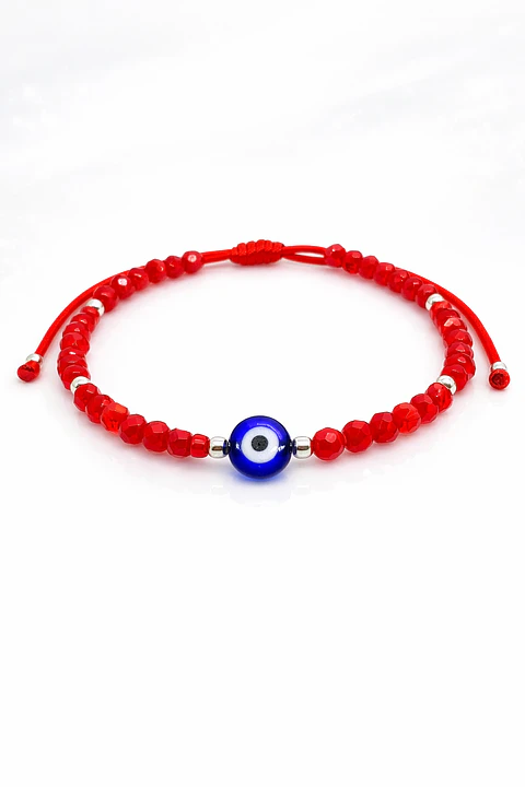 Pulsera Roja de Protección Ojo Turco y Plata 925